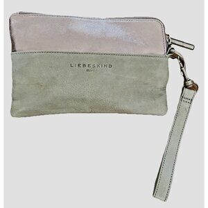 Liebeskind Berlin Vintage Pewter & Gray LEATHER Wristlet Bag With Card Slots